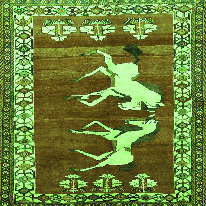 Serging Thickness of Persian Green Traditional Rug, tr1420grn