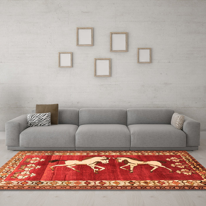 Machine Washable Persian Orange Traditional Area Rugs in a Living Room, wshtr1420org
