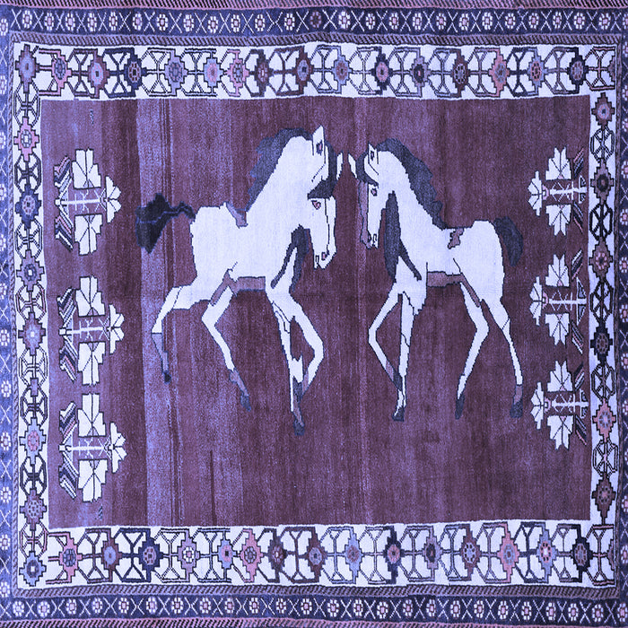 Square Persian Blue Traditional Rug, tr1420blu