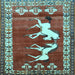 Square Persian Light Blue Traditional Rug, tr1420lblu