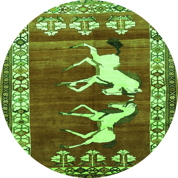 Square Persian Green Traditional Rug, tr1420grn
