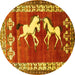 Round Persian Yellow Traditional Rug, tr1420yw