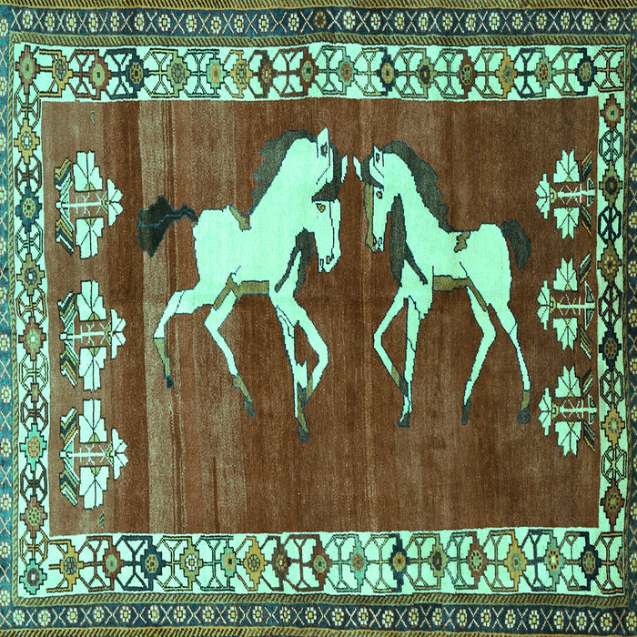 Square Persian Turquoise Traditional Rug, tr1420turq