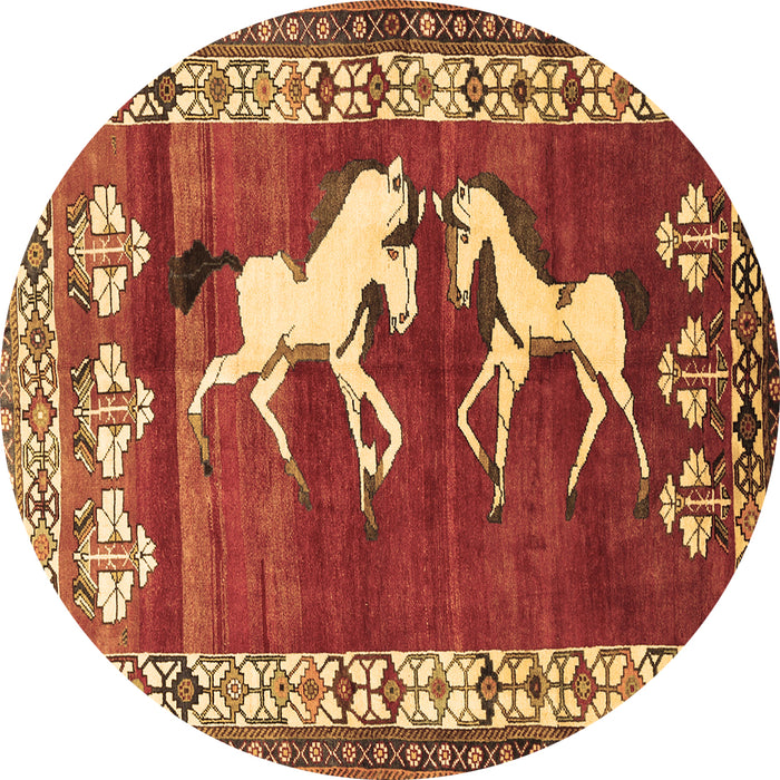 Round Persian Brown Traditional Rug, tr1420brn