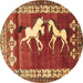 Round Persian Brown Traditional Rug, tr1420brn