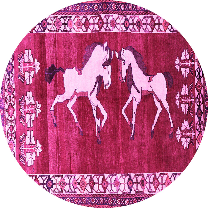 Round Machine Washable Persian Pink Traditional Rug, wshtr1420pnk