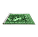 Sideview of Machine Washable Persian Emerald Green Traditional Area Rugs, wshtr1420emgrn