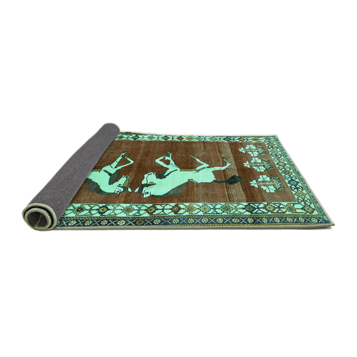 Sideview of Persian Turquoise Traditional Rug, tr1420turq