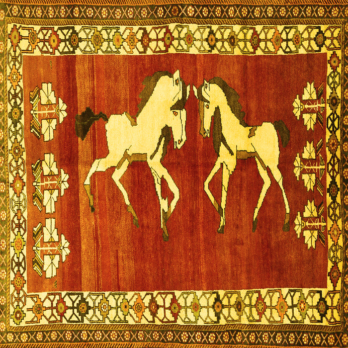 Square Persian Yellow Traditional Rug, tr1420yw