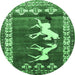 Round Persian Emerald Green Traditional Rug, tr1420emgrn