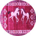 Round Persian Pink Traditional Rug, tr1420pnk
