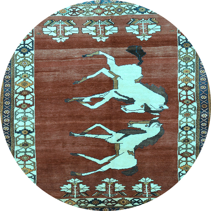 Round Persian Light Blue Traditional Rug, tr1420lblu