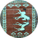 Round Persian Light Blue Traditional Rug, tr1420lblu