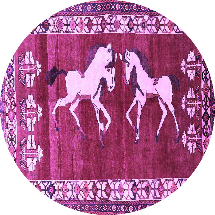 Round Persian Purple Traditional Rug, tr1420pur