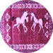 Round Persian Purple Traditional Rug, tr1420pur