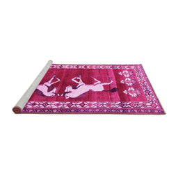 Sideview of Machine Washable Persian Pink Traditional Rug, wshtr1420pnk