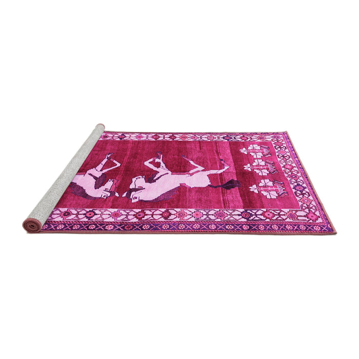 Sideview of Machine Washable Persian Pink Traditional Rug, wshtr1420pnk