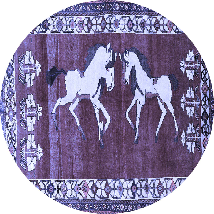 Round Persian Blue Traditional Rug, tr1420blu