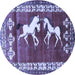 Round Persian Blue Traditional Rug, tr1420blu