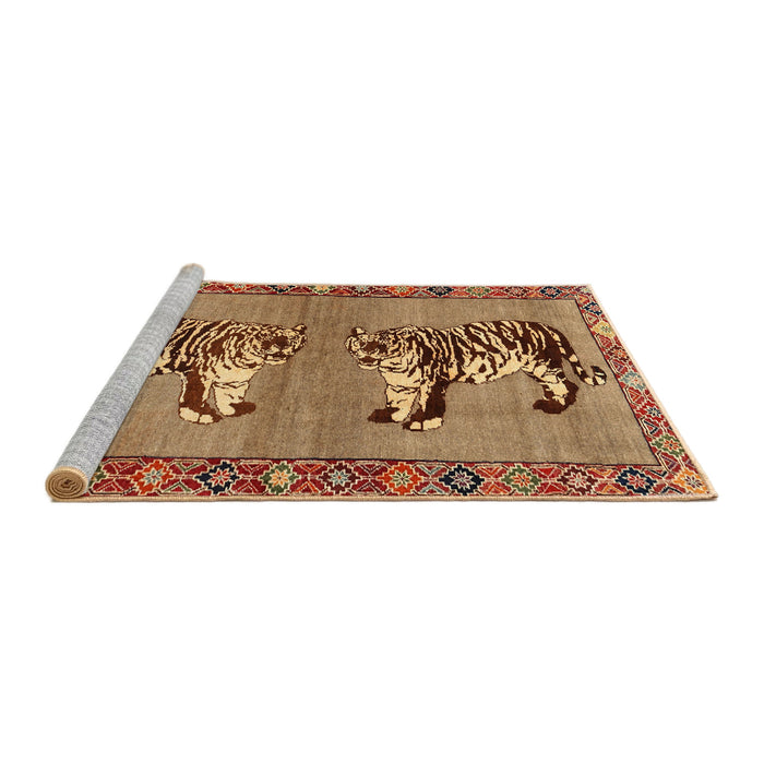 Sideview of Machine Washable Traditional Gold Rug, wshtr1421