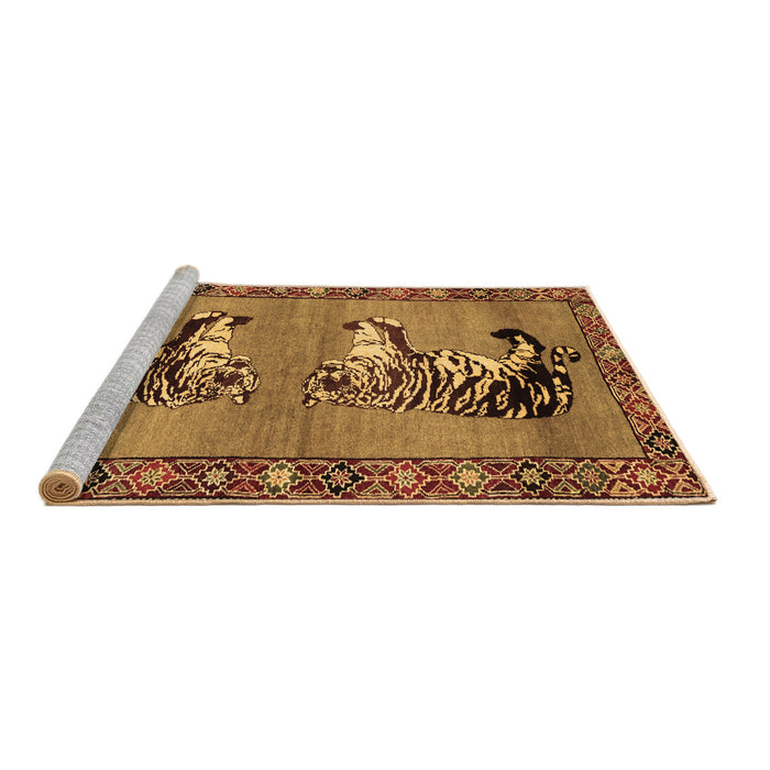 Sideview of Machine Washable Persian Brown Traditional Rug, wshtr1421brn