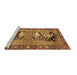 Sideview of Machine Washable Persian Brown Traditional Rug, wshtr1421brn