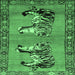 Square Machine Washable Persian Emerald Green Traditional Area Rugs, wshtr1421emgrn