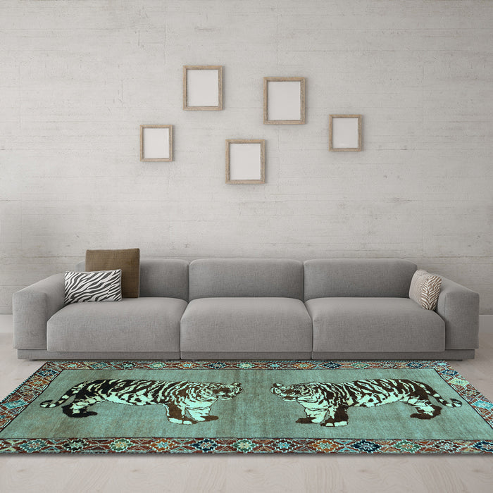 Machine Washable Persian Light Blue Traditional Rug in a Living Room, wshtr1421lblu