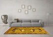 Machine Washable Persian Yellow Traditional Rug in a Living Room, wshtr1421yw