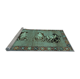 Sideview of Machine Washable Persian Light Blue Traditional Rug, wshtr1421lblu