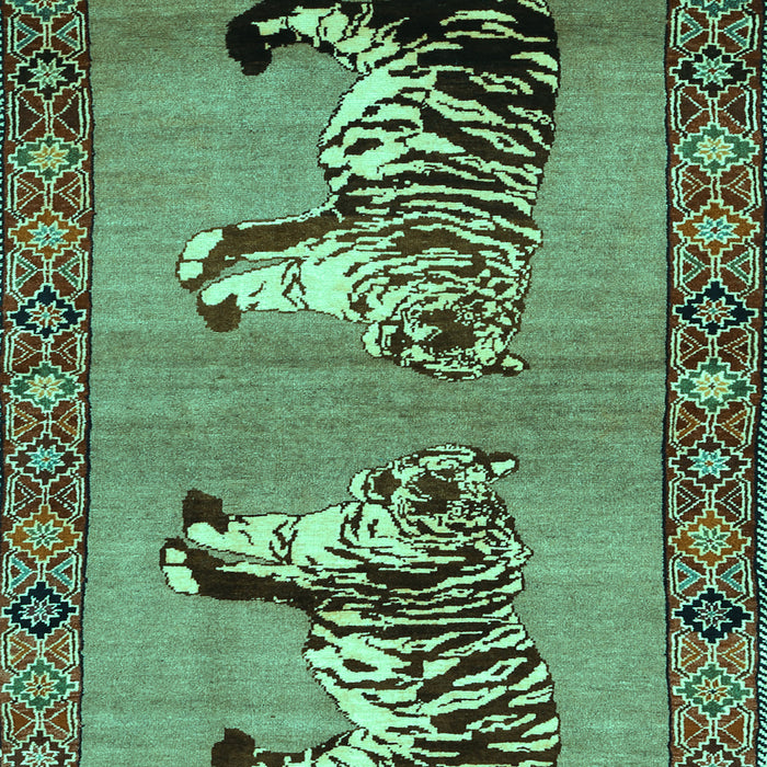 Machine Washable Persian Turquoise Traditional Area Rugs, wshtr1421turq