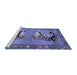 Sideview of Machine Washable Persian Blue Traditional Rug, wshtr1421blu