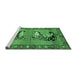 Sideview of Machine Washable Persian Emerald Green Traditional Area Rugs, wshtr1421emgrn