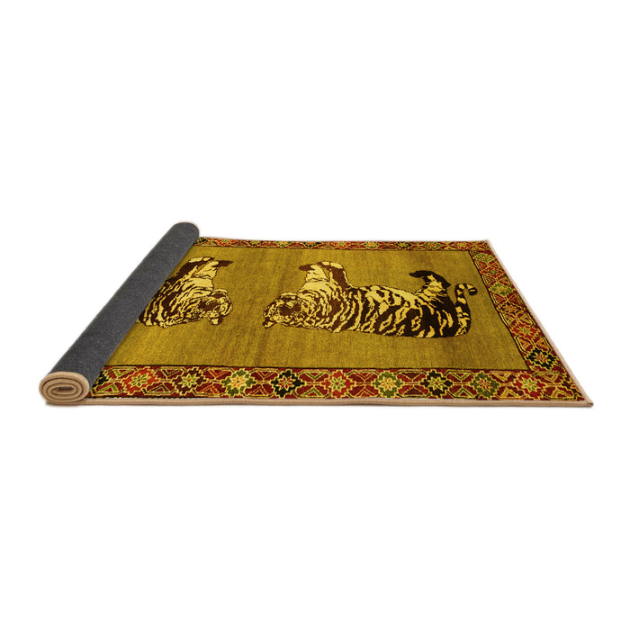 Sideview of Persian Yellow Traditional Rug, tr1421yw