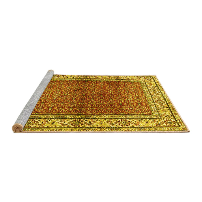 Sideview of Machine Washable Persian Yellow Traditional Rug, wshtr1422yw