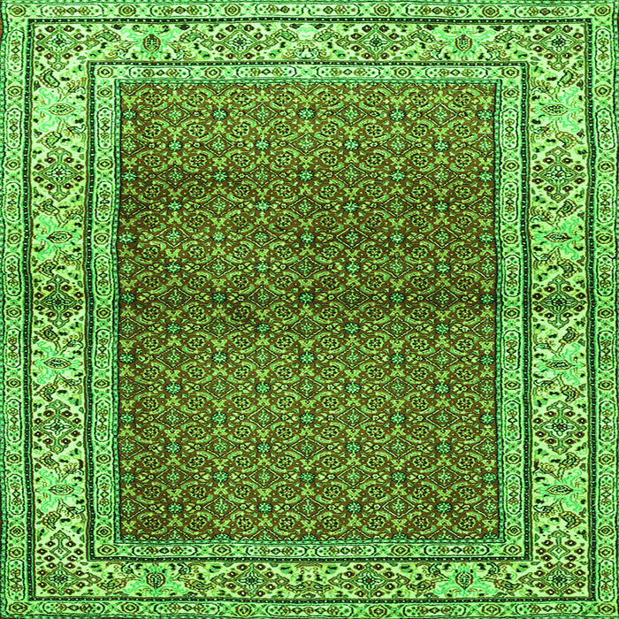 Round Machine Washable Persian Green Traditional Area Rugs, wshtr1422grn