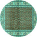 Round Persian Turquoise Traditional Rug, tr1422turq