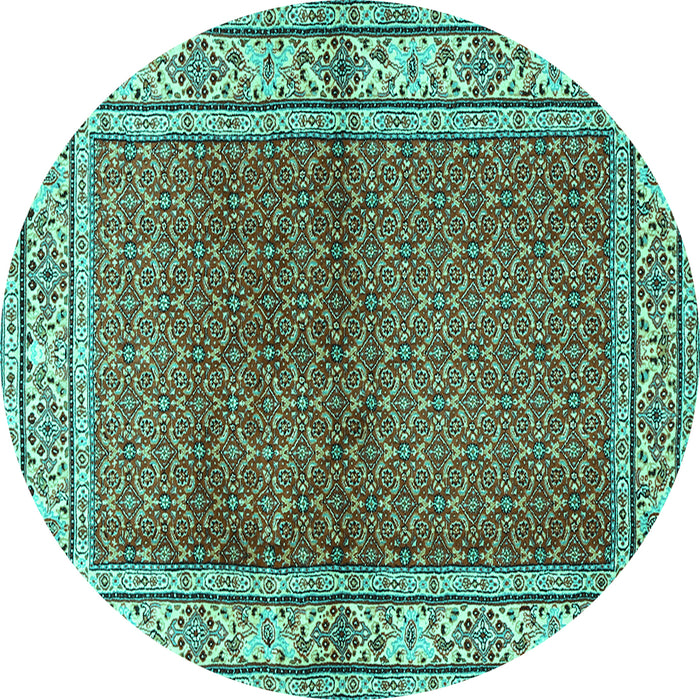Round Machine Washable Persian Turquoise Traditional Area Rugs, wshtr1422turq