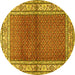 Round Persian Yellow Traditional Rug, tr1422yw