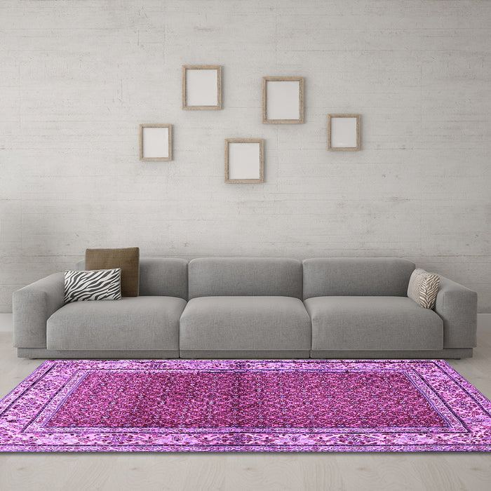 Machine Washable Persian Purple Traditional Area Rugs in a Living Room, wshtr1422pur