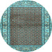 Round Machine Washable Persian Light Blue Traditional Rug, wshtr1422lblu