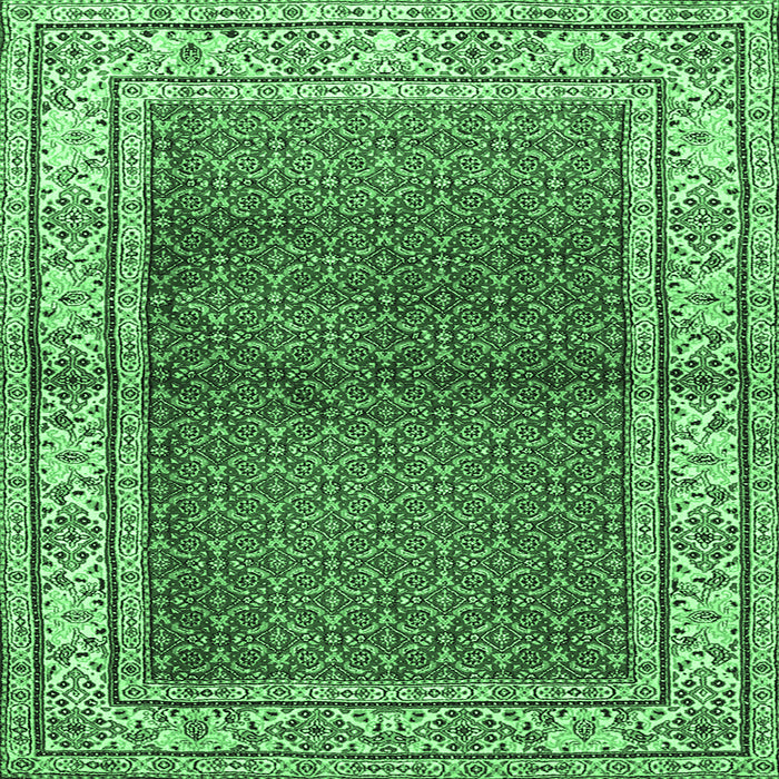 Square Persian Emerald Green Traditional Rug, tr1422emgrn