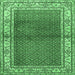 Square Persian Emerald Green Traditional Rug, tr1422emgrn