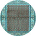 Round Persian Light Blue Traditional Rug, tr1422lblu