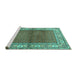 Sideview of Machine Washable Persian Turquoise Traditional Area Rugs, wshtr1422turq