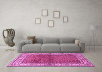 Machine Washable Persian Pink Traditional Rug, wshtr1422pnk