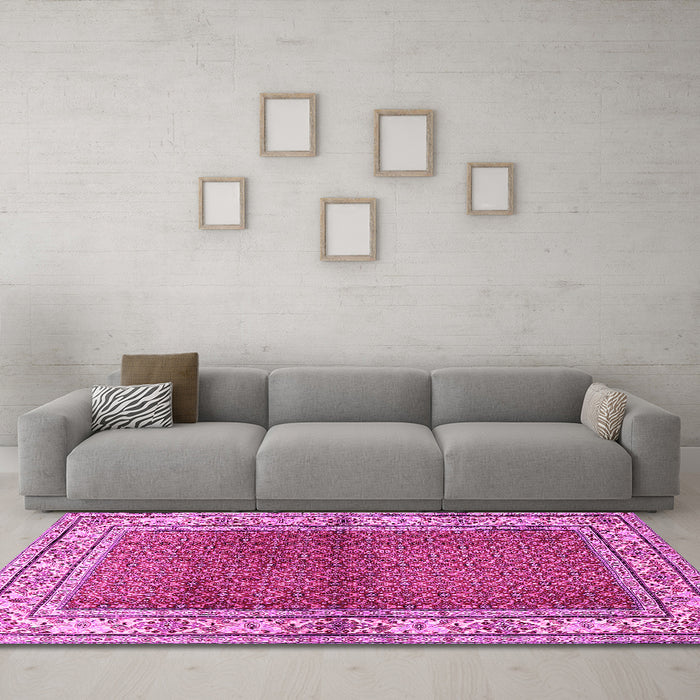 Machine Washable Persian Pink Traditional Rug in a Living Room, wshtr1422pnk