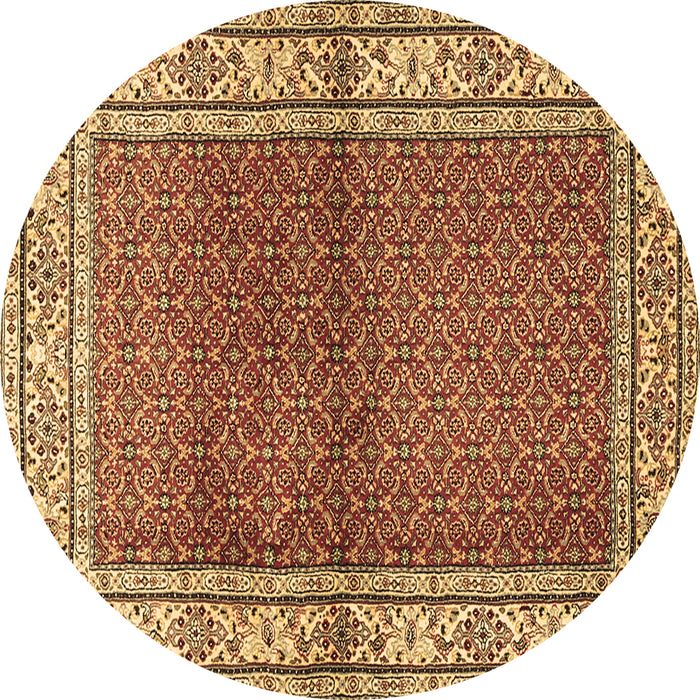 Round Persian Brown Traditional Rug, tr1422brn