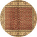 Round Persian Brown Traditional Rug, tr1422brn