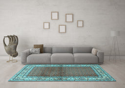 Machine Washable Persian Light Blue Traditional Rug in a Living Room, wshtr1422lblu